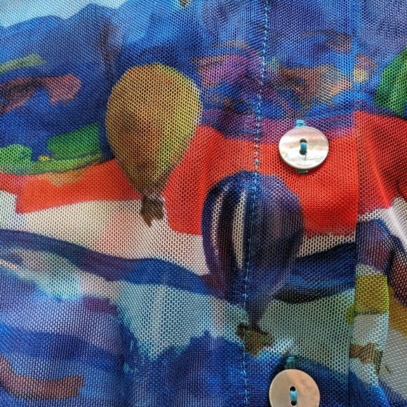 MALOKA Portugal sheer tunic blouse Sz 2 Mother PEARL buttons ART TO WEAR EUROPE - Picture 3 of 14